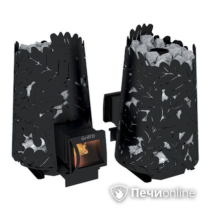 Дровяная печь-каменка GrillD Dubravo 180 long black в Липецке