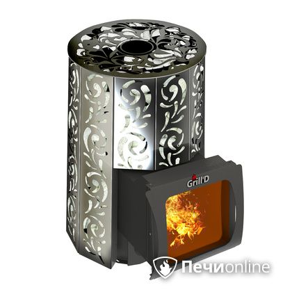 Дровяная печь-каменка GrillD Violet window short Max Жадеит 80 в Липецке