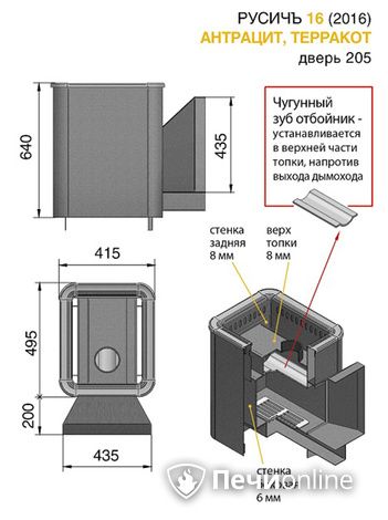 Дровяные печи-каменки Везувий Русичъ Антрацит 16 (205) 2016 в Липецке