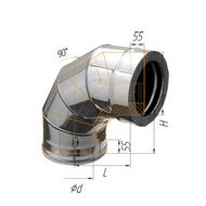 Дымоход Феррум Колено утепленное угол 90 нержавеющее 0.5/оцинкованное d-115/200 по воде
