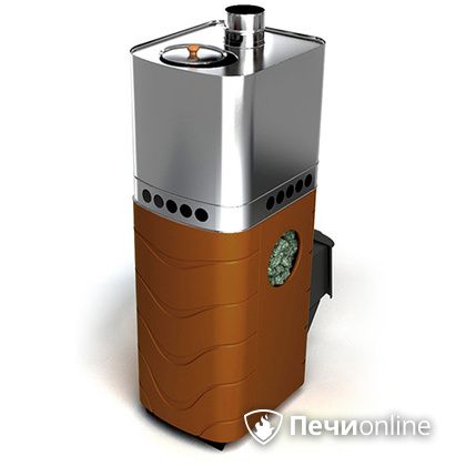 Дровяная банная печь TMF Бирюса 2013 Carbon терракота с закрытой каменкой в Липецке